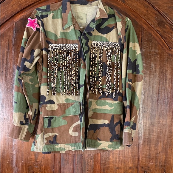 Camo Fringe Military Jacket - Picture 1 of 2